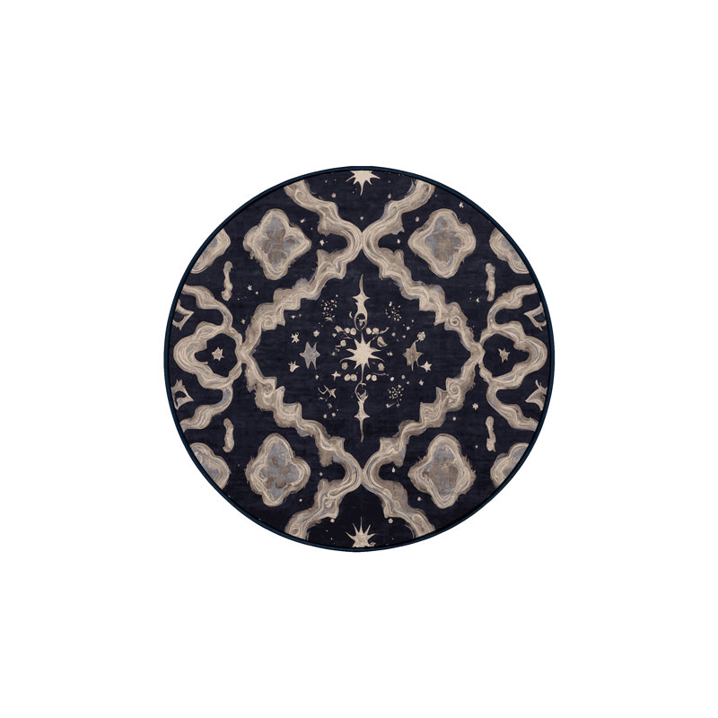 Tapis mauve soyeux et moelleux, Rond 4 pi