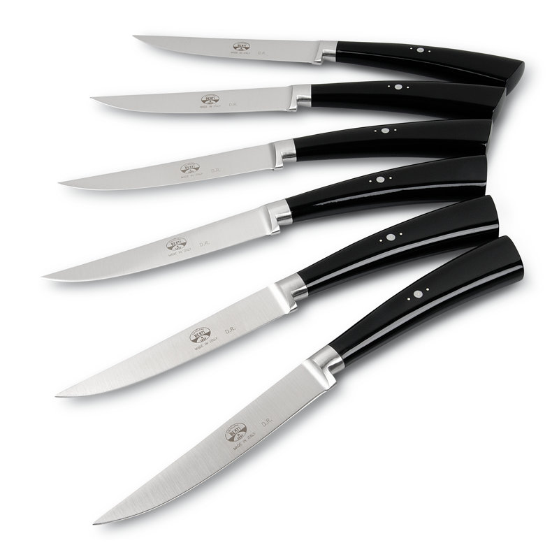 Plenum 6 - Piece Stainless Steel Steak Knife Set, Methacrylate, Black