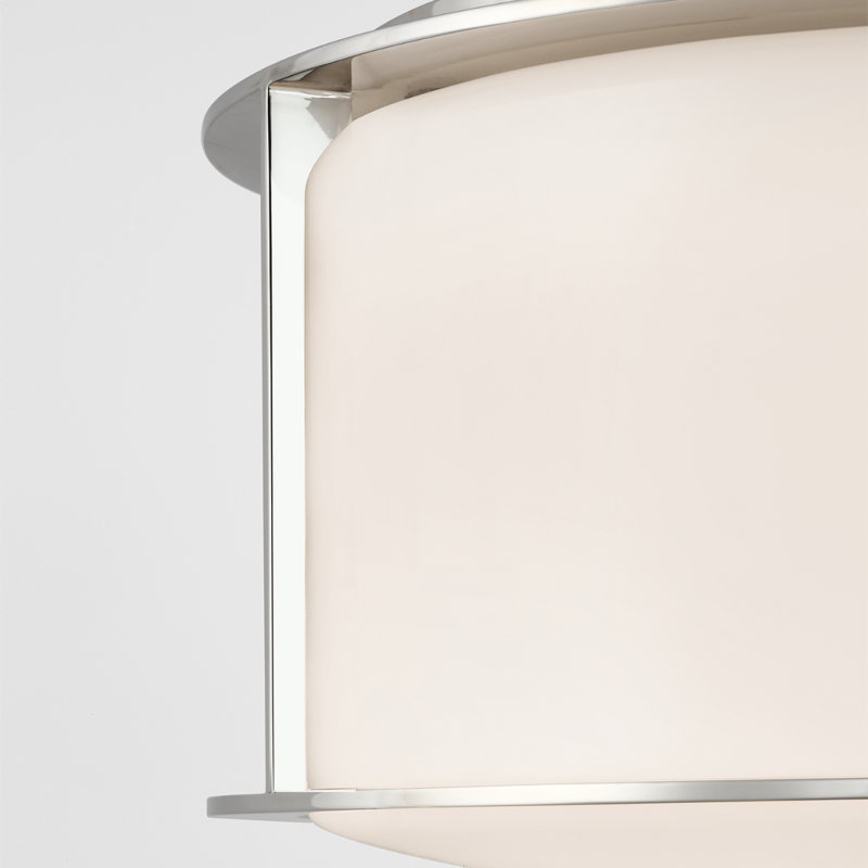 Barbara Barry Phinn 13" Flush Mount with White Glass, Polished Nickel, Steel
