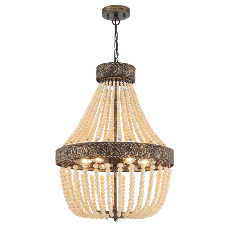 Lustre empire unique à 6 lumières, Noir et or