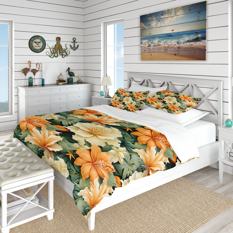 Ensemble de housse de couette Mango Bloom, Housse de couette pour très grand lit et 2 très
