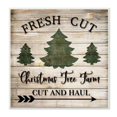 " Rustic Fresh Cut Tree Christmas Sign Green Brown " by Ashley Burton