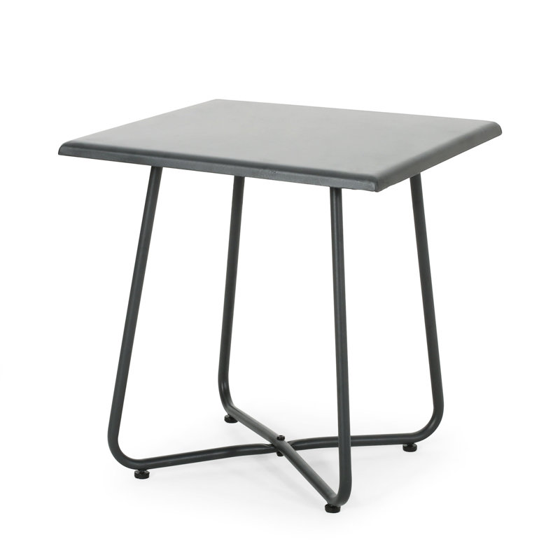 Table de bout 19,1 po en gris, avec une structure en fer stable et une fabrication élégante en acier gris frais