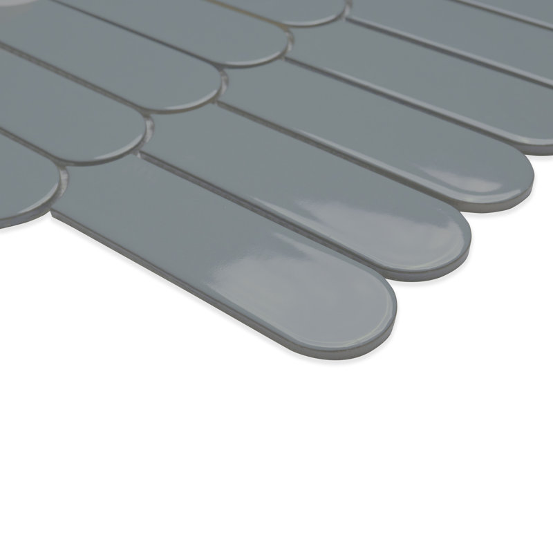 Carreau de mosaïque de plancher et de mur en porcelaine brillante Blue Maris Scale 12 po x 12 po