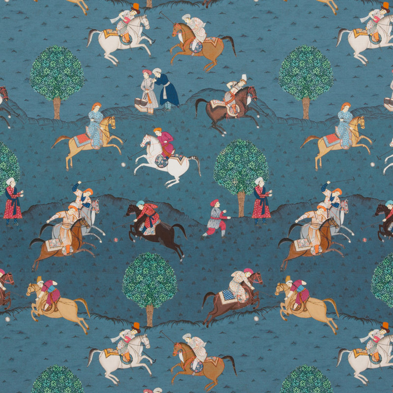 Caspian 100% Cotton Performance Fabric, Indigo Red