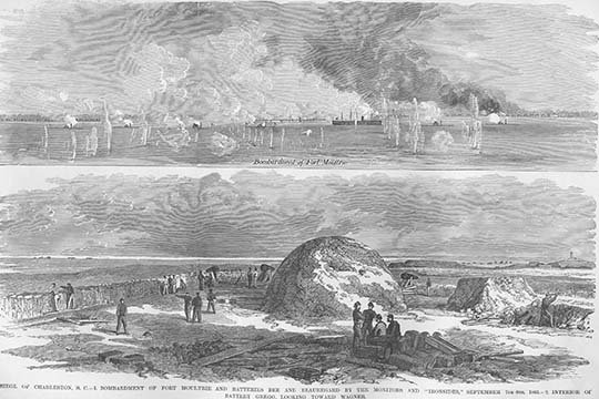 « siege of charleston fort moultrie »-impression, H 28 po x l 42 po x P 1,5 po