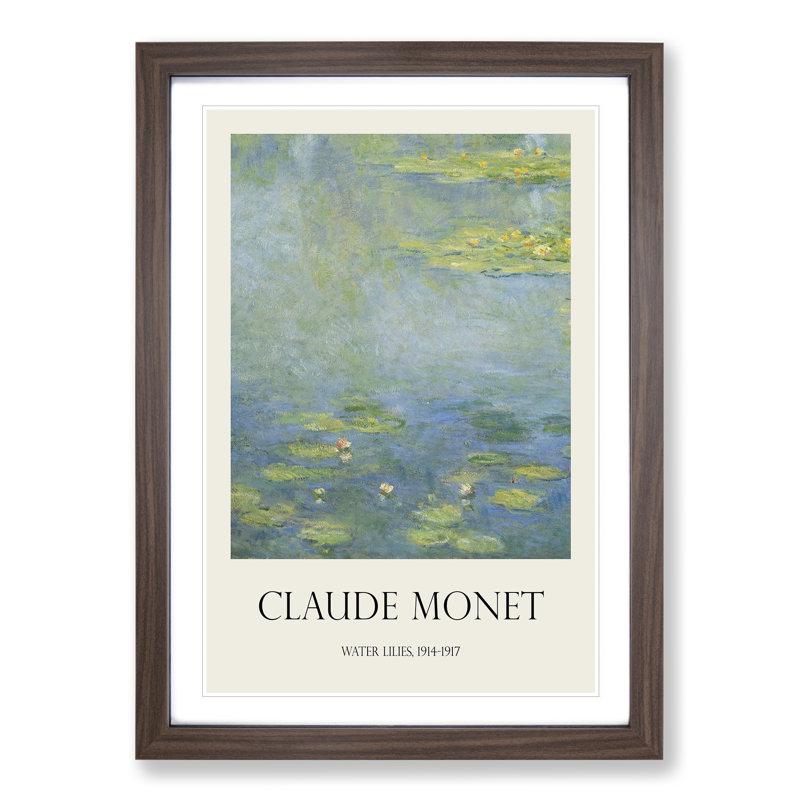 Water Lilies Lily Pond Vol.28 by Claude Monet - Picture Frame Art Prints, Walnut Framed, 65cm H x 48cm W x 2cm D