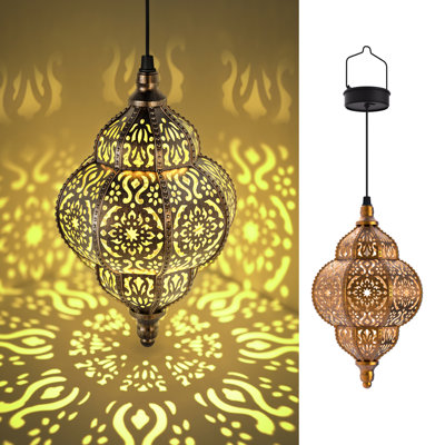 1 Pack Hanging Solar Lights Outdoor Garden Decor Solar Lantern Waterproof Plastic Moroccan Outdoor Decorations for Patio