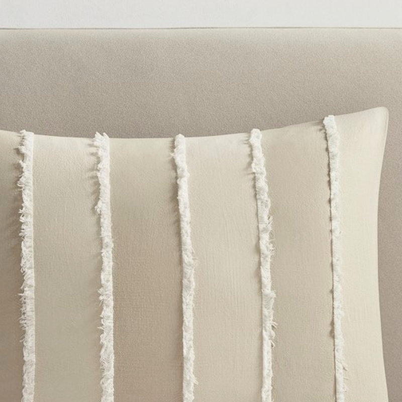Housse de couette à rayures multicolores avec fermeture à boutons et attaches intérieures 100% coton pour le contraste