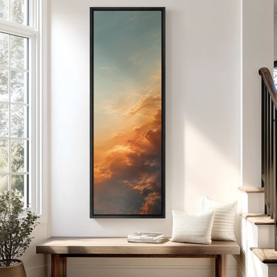 Extra Large Soft Evening Sky with Fiery Clouds and Calm Atmosphere Print Wall Art