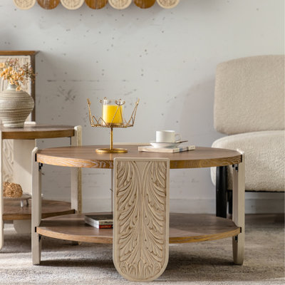 Table de bout en bois avec rangement double couche pour balcon ou chambre à coucher, structure de café rétro et balcon double en bois massif d'aspect rétro, détails exquis Installation facile