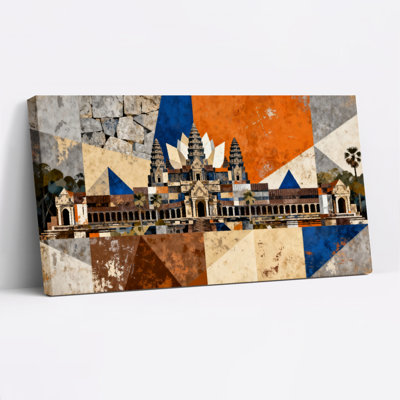 Angkor Wat Temple Geometric Abstract Canvas Wrapped Wall Art Set Of 1