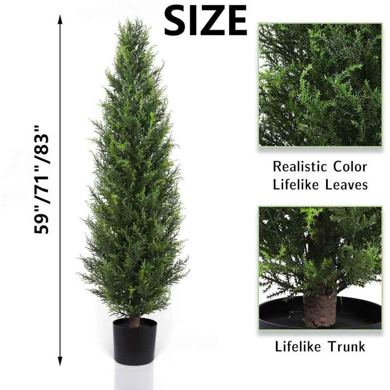 Cyprès de forêt artificiels pour la maison, le salon et le patio, H 82,68 po x l 19,69 po x P 19,69 po