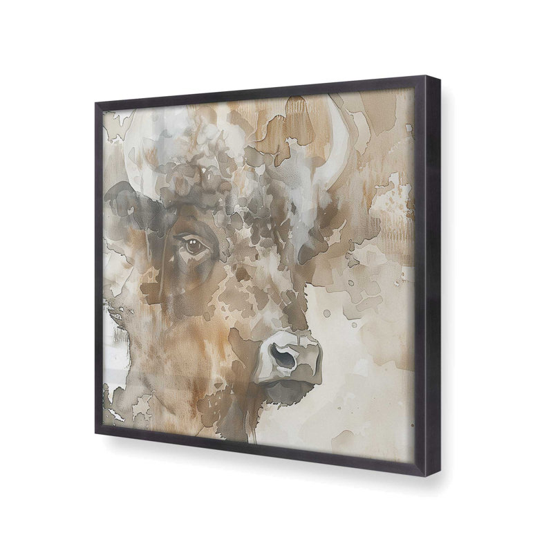 «Abstract Buffalo Portrait II», Zinc patiné, H 13,75 po x l 13,75 po