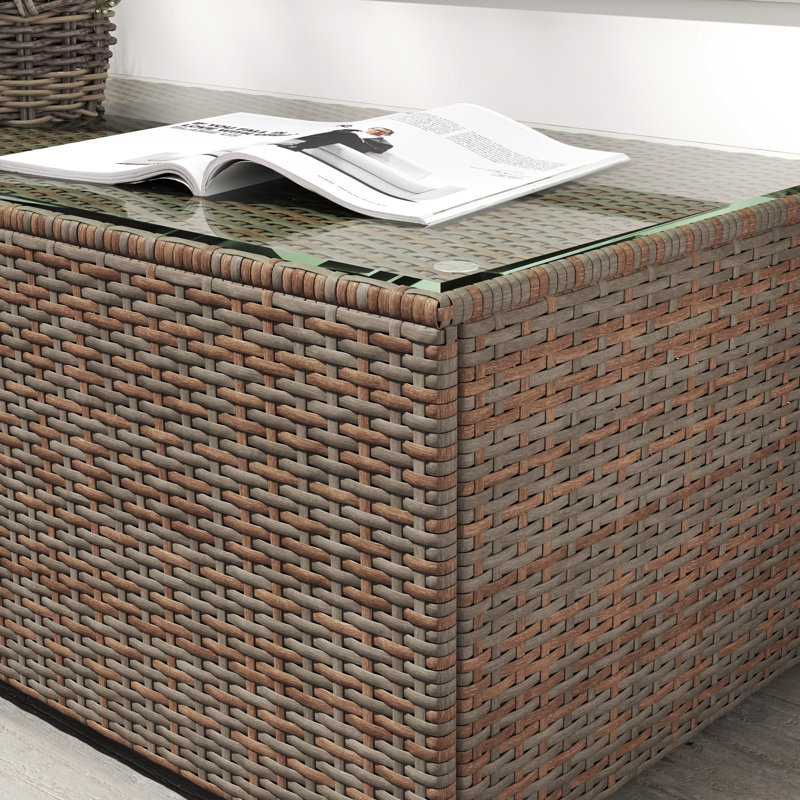 Metal Outdoor Side Table , 90cm cm W 50cm cm D, Brown