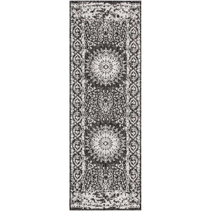 Tapis noir et blanc Contemporary Hitchens, Tapis de couloir 2 pi x 6 pi 1 po