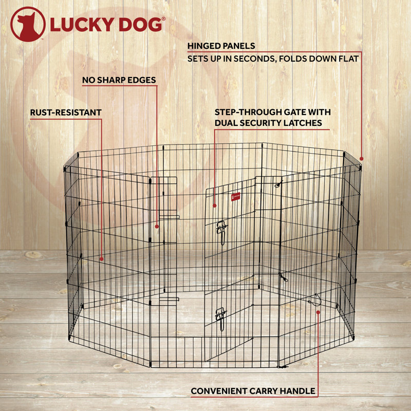 36-Inch Black Metal Foldable Pet Exercise Pen with Gate
