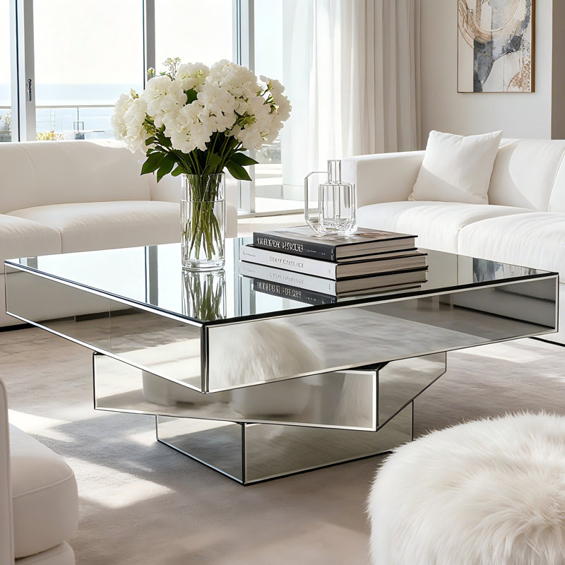 Table basse réfléchissante en verre Fahd