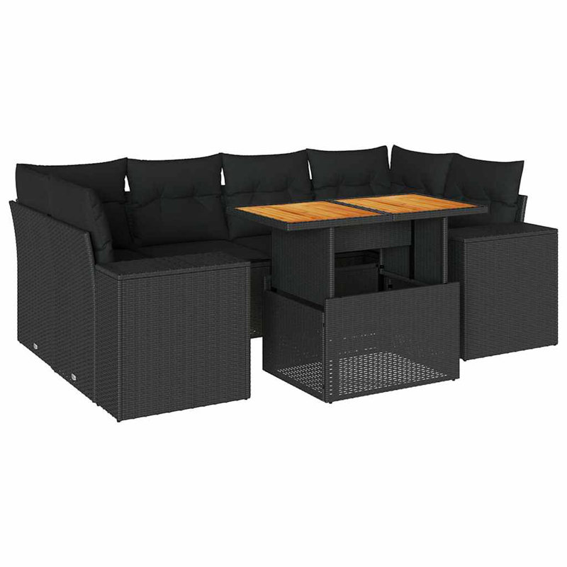  Ensemble de canapé de jardin noir