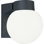 1-Light Outdoor Cast Aluminum Black Wall Mount Wall Light with Round Opal Glass Shade