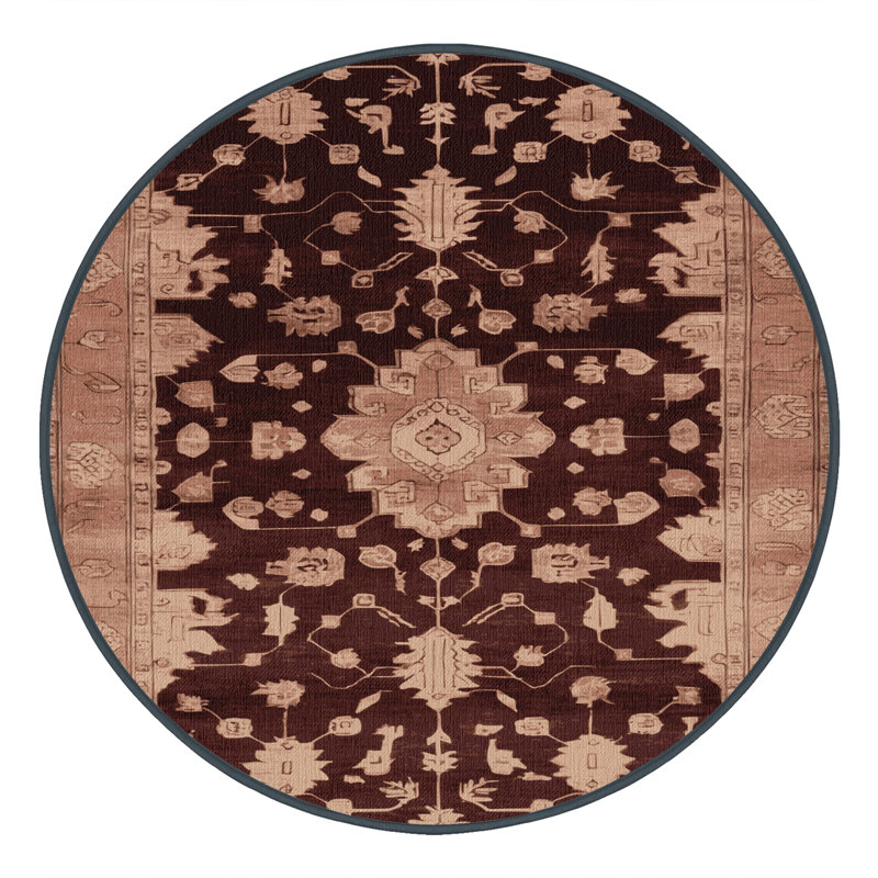 Machine Washable Overdyed Black Area Rug, Round 7'