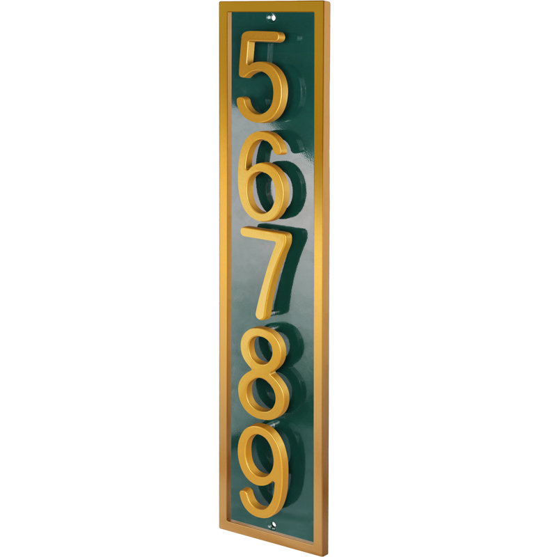 Plaque d'adresse flottante en aluminium Royal Shade, Vert, Doré, Oui