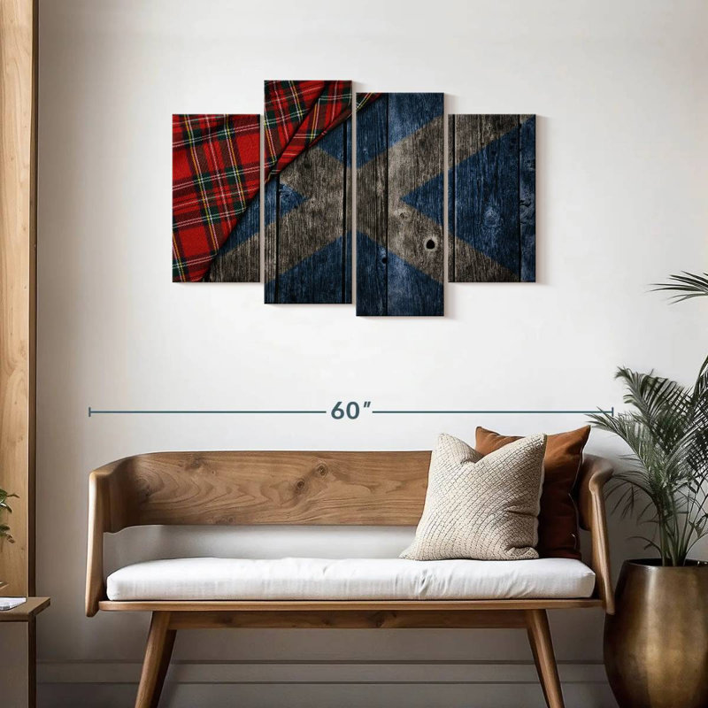 Kilt de Borges et drapeau écossais, H 27 po x l 43 po