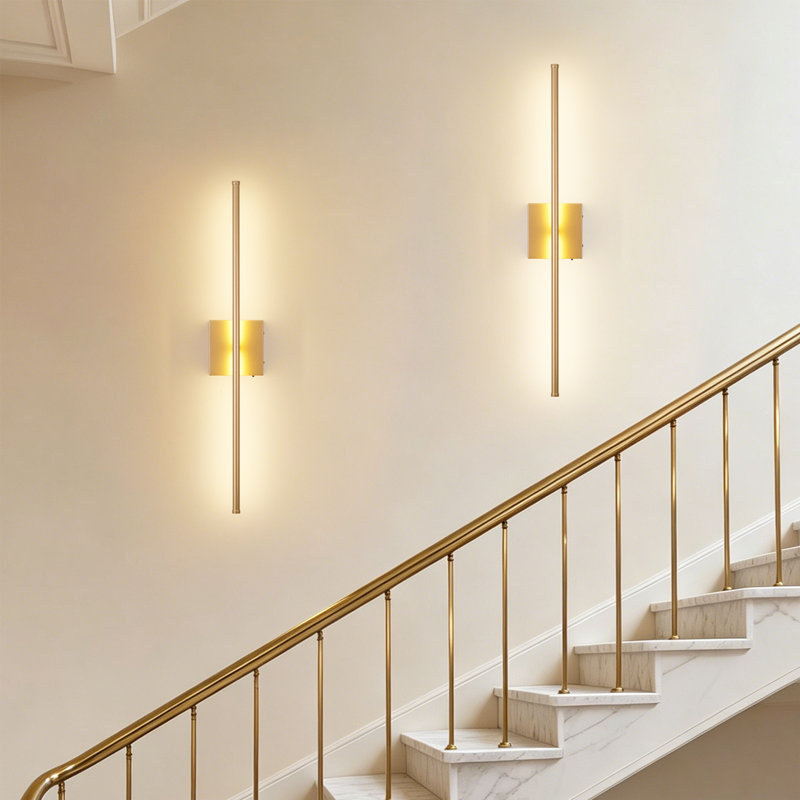 28 Inch Battery Operated Wall Sconces with Remote Control, 3000K Warm White/  Dimmable/ 350° Rotating, 2-Pack, 28 inch, Gold