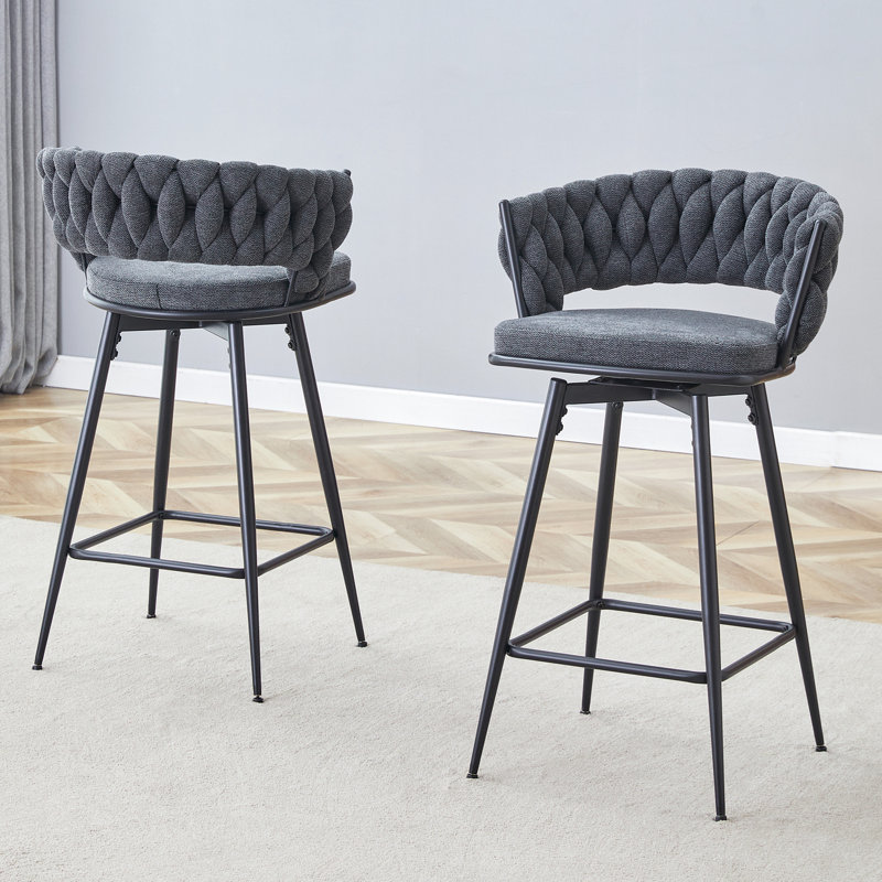 Two Sets Of Swivel Bar Stools, Gray, Black