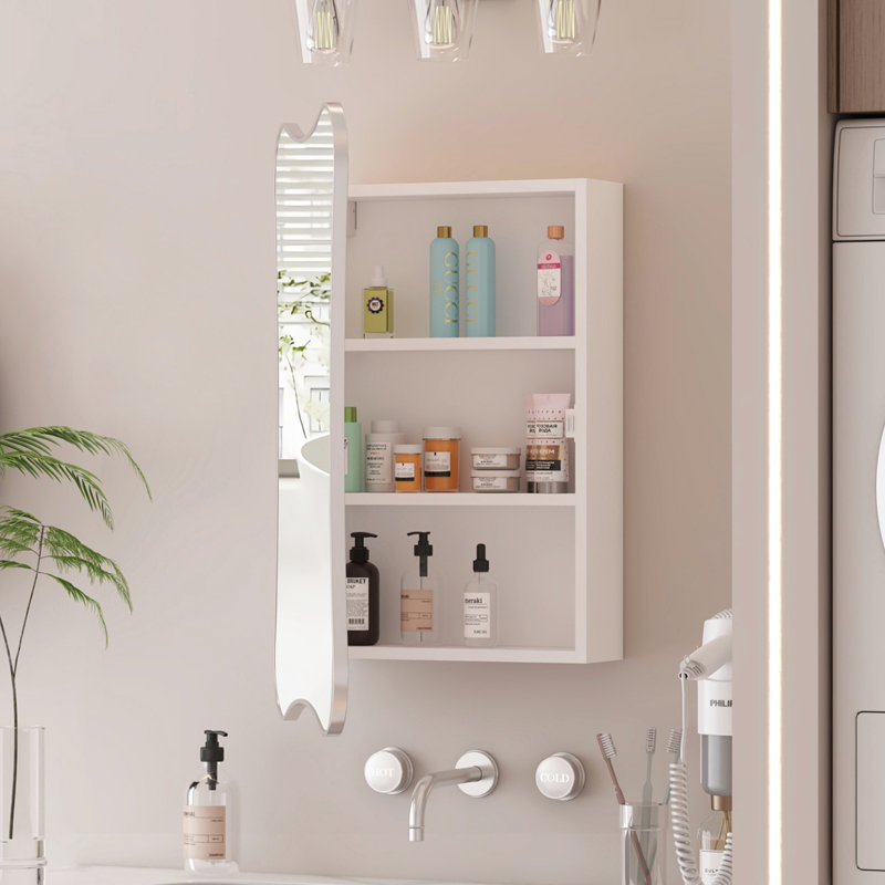 19.7'' W 29.9'' H Wall Mounted Required Frameless Medicine Cabinet Mirror 3 Fixed, Silver