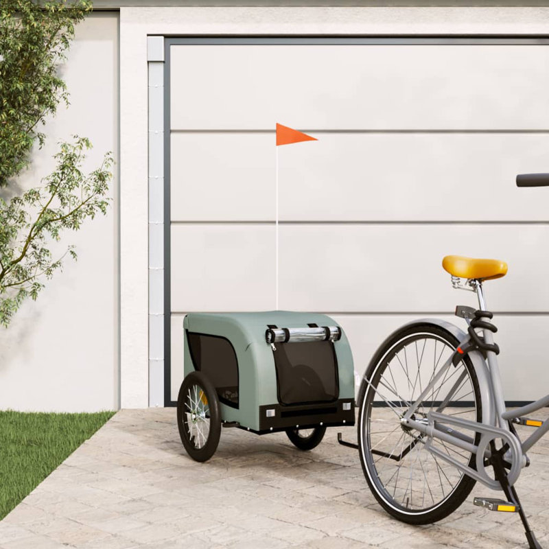 vidaXL Dog Bike Trailer Bicycle Trailer Bike Carriage Oxford Fabric and Iron, 65cm H x 124cm W x 65cm D, Orange/Black