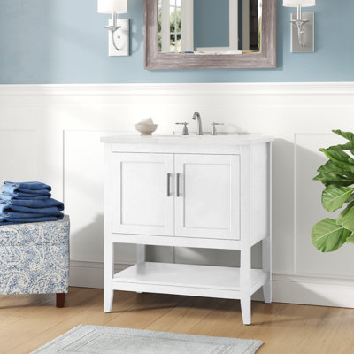 Scottsbluff 30'' Single Bathroom Vanity with Engineered Marble Top
