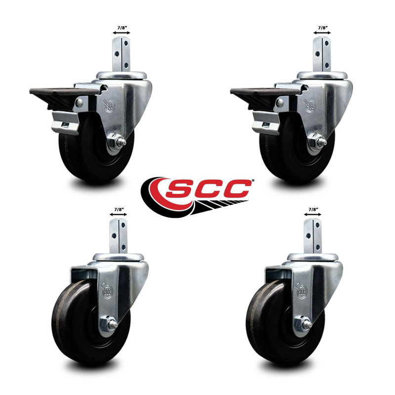 4 Piece Phenolic Caster Set, 7/8" square stem