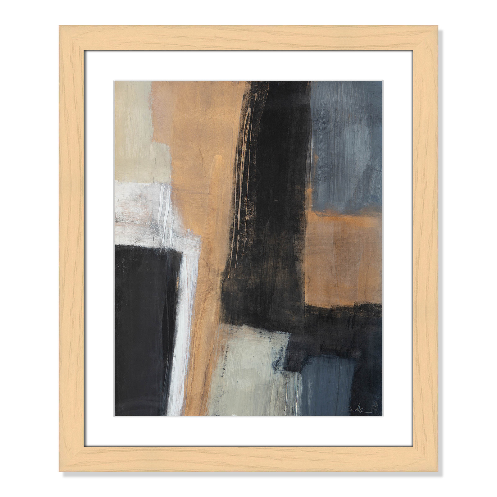 Karl Metallic Slate I Framed On Paper by  Print, Natural Cube Frame Matted, 27" H x 23" W x 1.25" D  