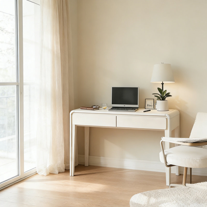 Bureau 31,5 "en chêne blanc de style crème