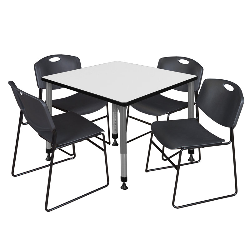 Romig Kee 42" L Breakroom Table and Chair Set, Cherry, 34" H x 48" W x 48" D