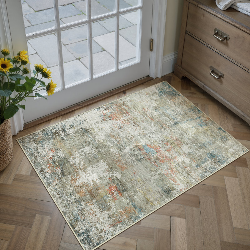 Sarah Modern Abstract Machine Washable Area Rug with Non-Slip Backing, Rectangle 2' x 3'