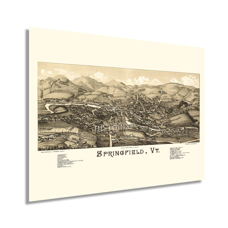 Williston Forge 1886 Springfield Vermont Map On Paper Print | Wayfair