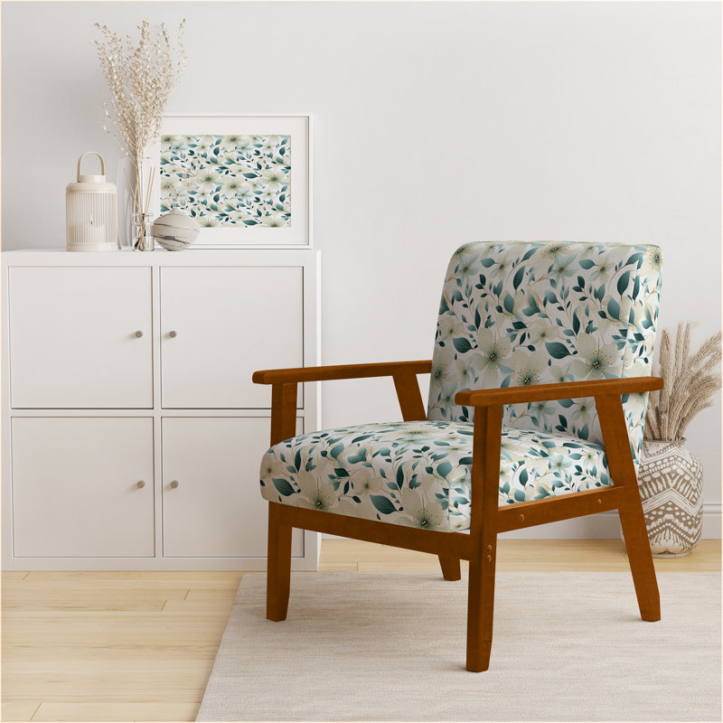 Fauteuil d'appoint rembourré Teal, Accoudoirs carrés bruns
