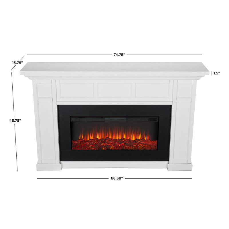 Alcott 75" Landscape Electric Fireplace by Real Flame, White, Standard