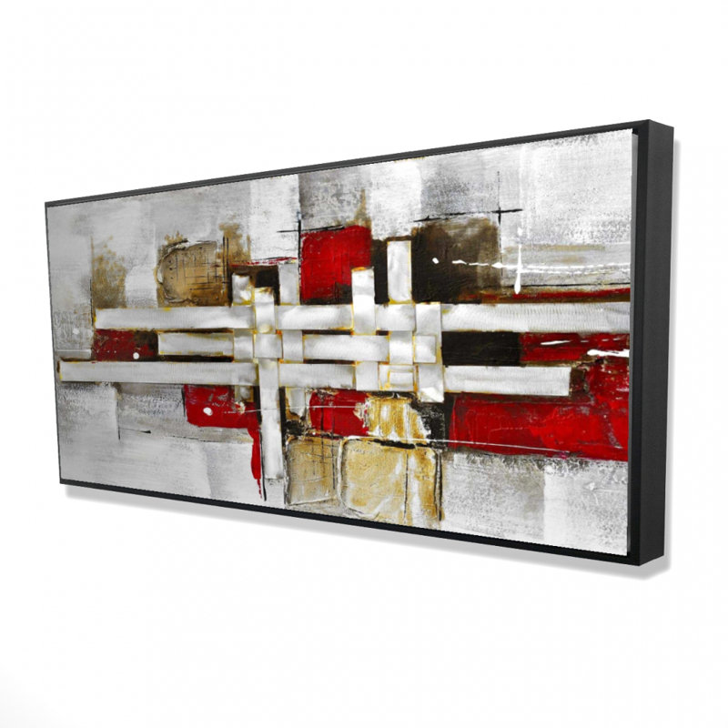 Abstract intertwining shapes - 24"x48" Framed canvas