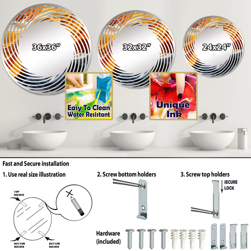 Abstract Abstract Soup Color Ingredients - Miroir mural en spirale | Rond, 23,6 po x 23,6 po