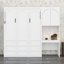 Lit escamotable à rangement multiple avec armoire latérale réversible de gauche à droite, lumières DEL et tiroirs-248681411