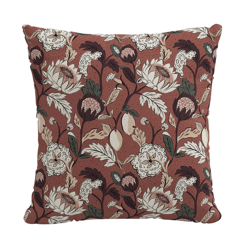 Housse de coussin en coton Arkins, 22 po x 22 po, Housse, Rose vieilli à motif floral Dottie OGA