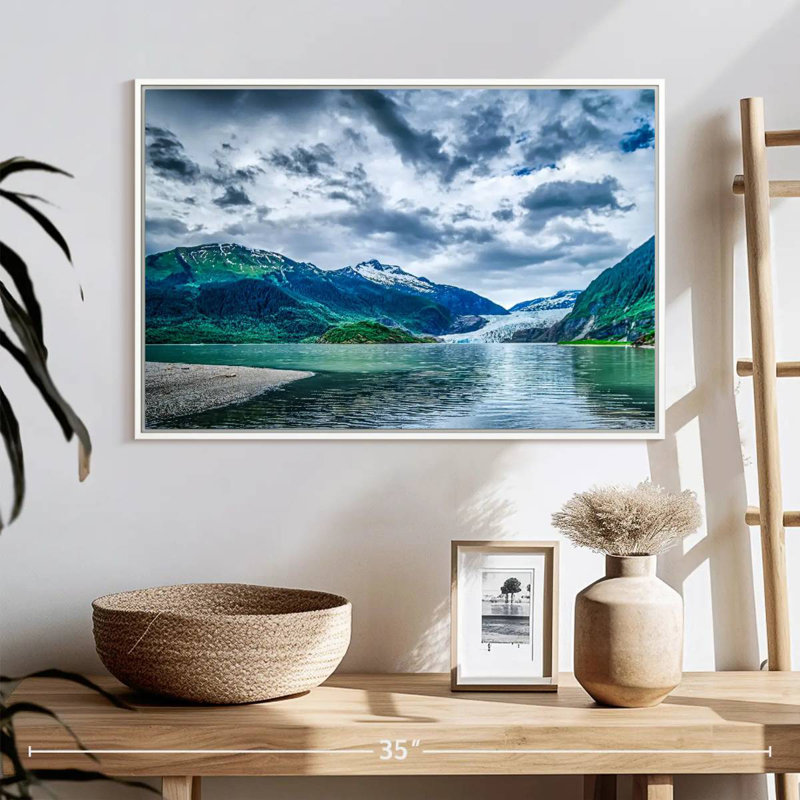 Scène de montagne en Alaska, Cadre flottant blanc, 25 po x 17 po