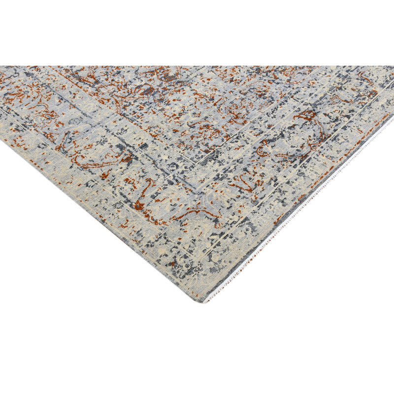 Oriental Area Rug in Gray/Rust, Rectangle 8' x 10'