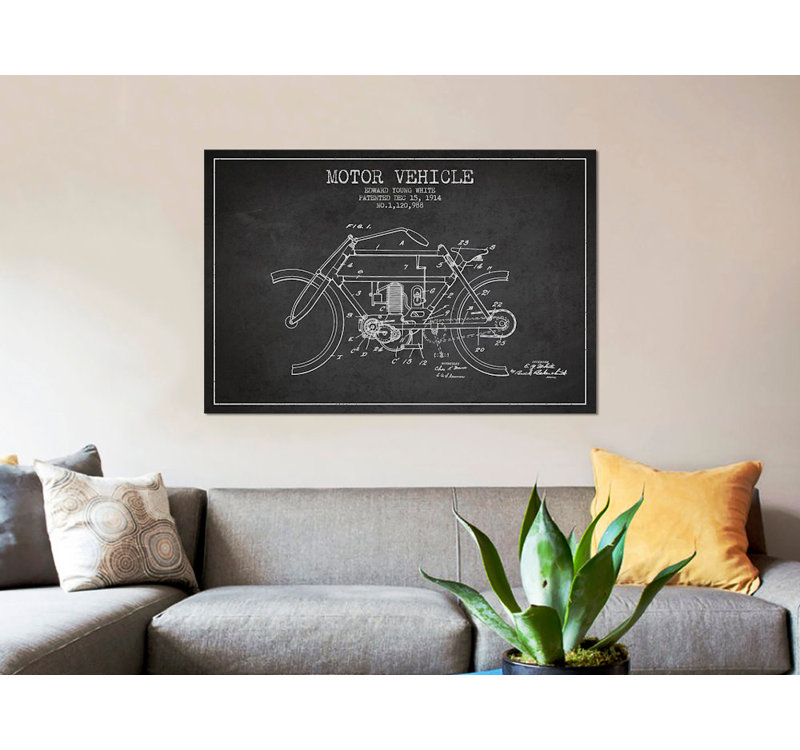 Impression sur toile gris anthracite «Edward Y., H 18 po x l 26 po x P 1,5 po, Pas de tapis, Toile tendue