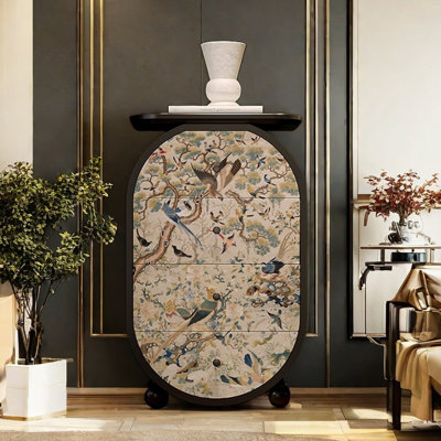 Modern art pattern 4 drawer accent chest