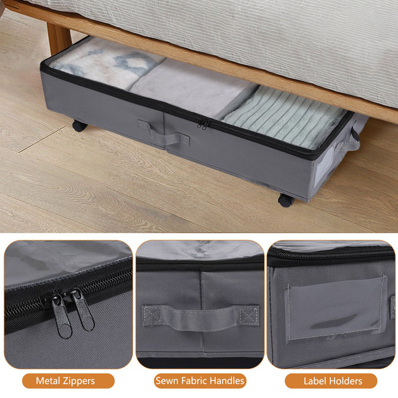2-in-1 Under Bed Storage With 360° Rotating Wheels,removable Metal Storage Organizer,1 Pack
