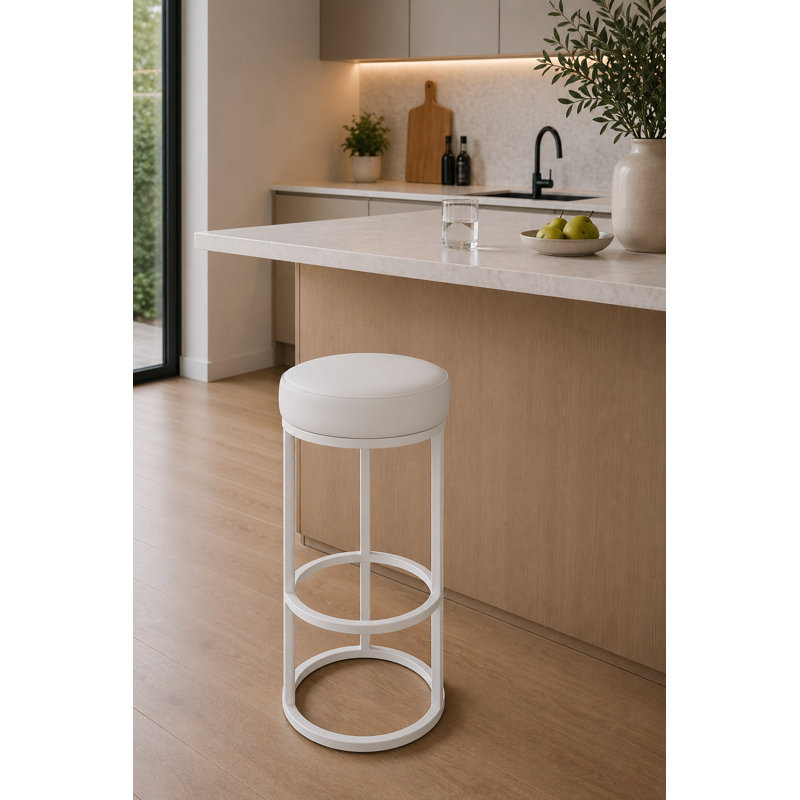 Tabouret de bar 30 po Stan, Similicuir blanc